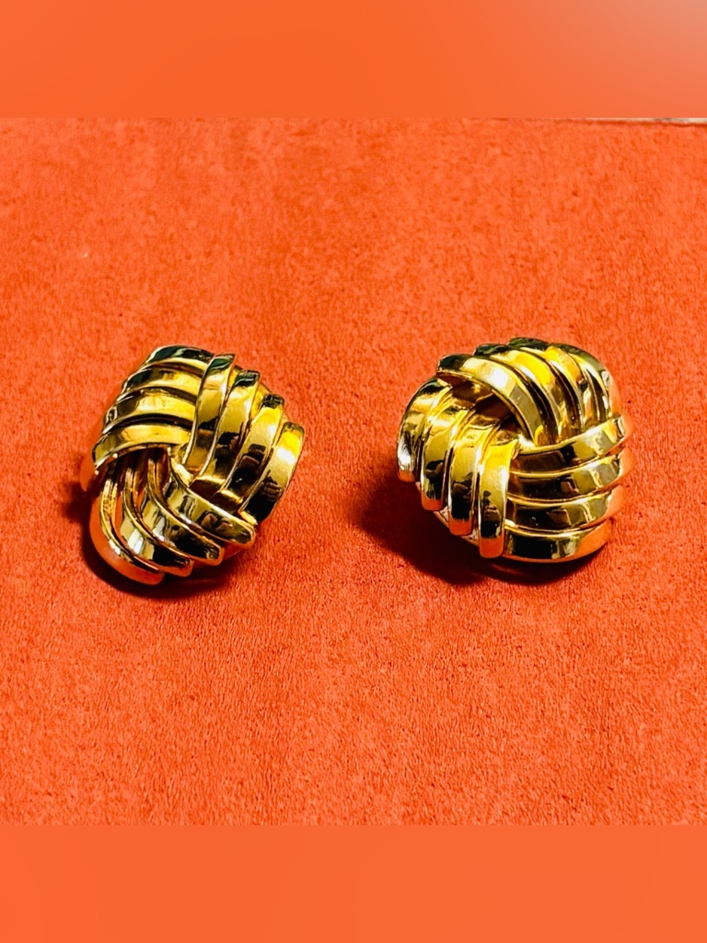 Vintage Knot Earrings Gold Tone Clip On Earrings